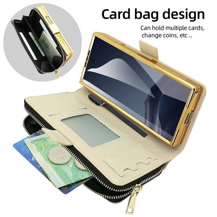 Funda de cuero con hebilla magnética RFID para Samsung Galaxy Fold5 de VIETAO (beige)