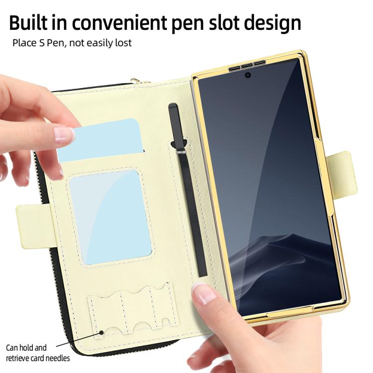 Funda de cuero con hebilla magnética RFID para Samsung Galaxy Fold5 de VIETAO (beige)