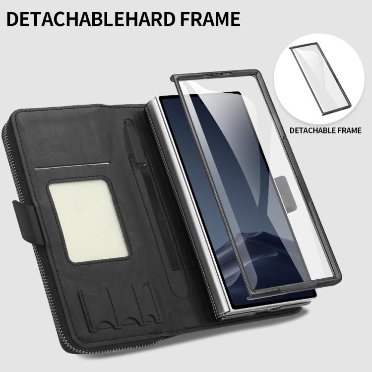 Funda de cuero con hebilla magnética y RFID para Samsung Galaxy Fold6 (negro)