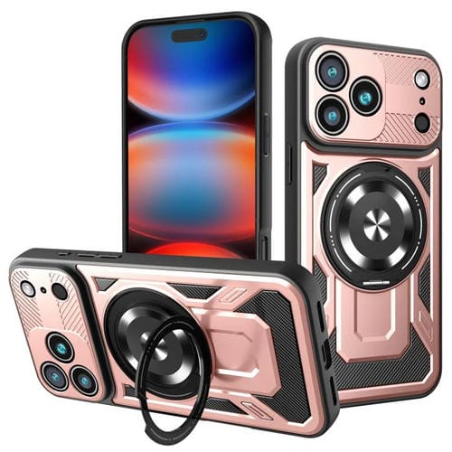 Funda protectora con soporte giratorio MagSafe para iPhone 17 Pro Max (oro rosa)