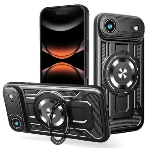 Funda con soporte giratorio MagSafe para iPhone 17 Air Armor (negra)