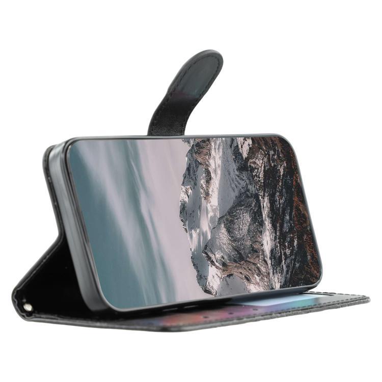 Funda de cuero con estampado de mandala y sol para Samsung Galaxy XCover7 Pro (negra)