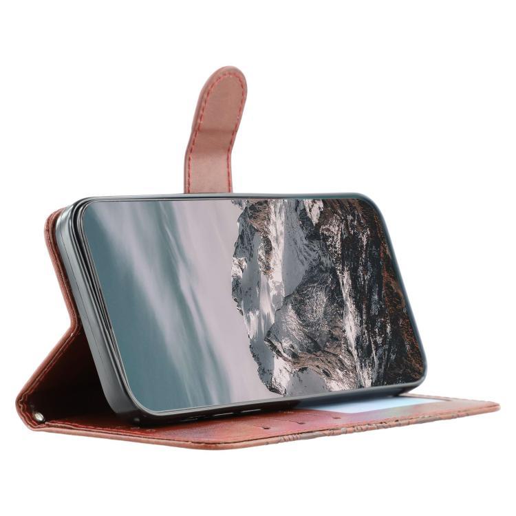 Funda de cuero con estampado de mandala y sol para Samsung Galaxy XCover7 Pro (marrón)