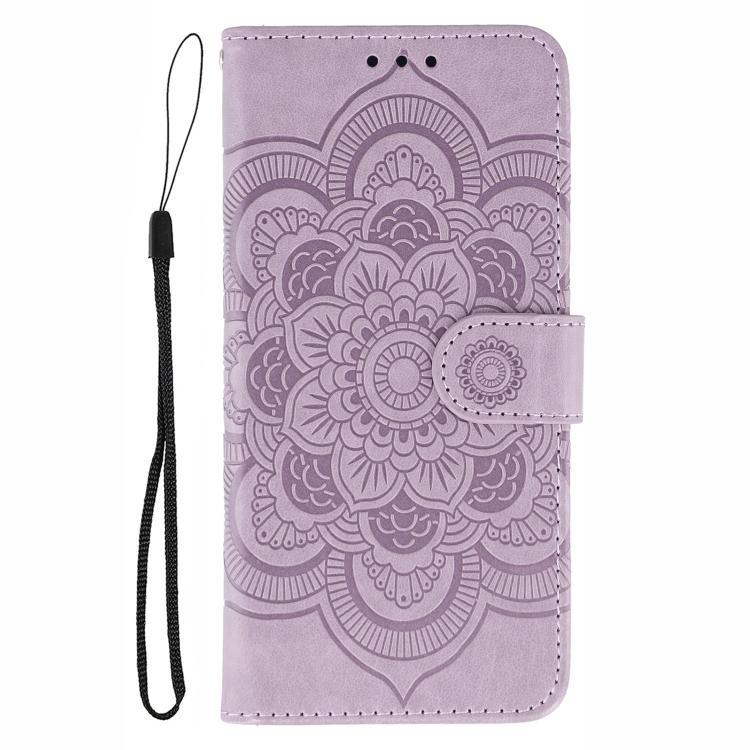 Funda de cuero con estampado de mandala y sol para Samsung Galaxy XCover7 Pro (morado)