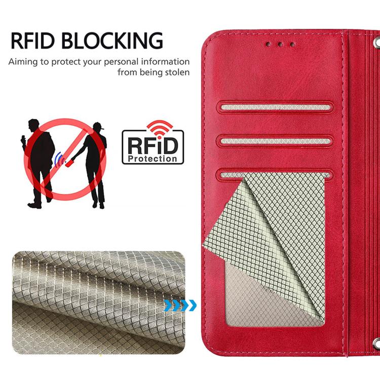 Funda de cuero RFID con estampado de panda y cordón para Sharp Aquos R7 SH-52C (rosa)
