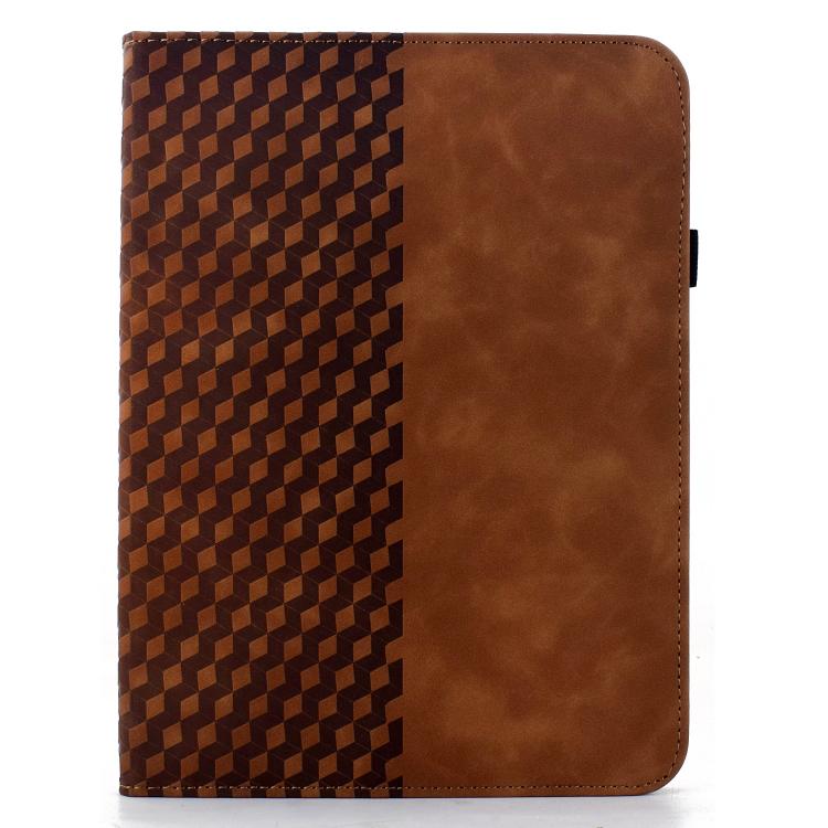 Funda de cuero inteligente con relieve romboidal giratorio para iPad 10.2 2021 / Air 10.5 (marrón)