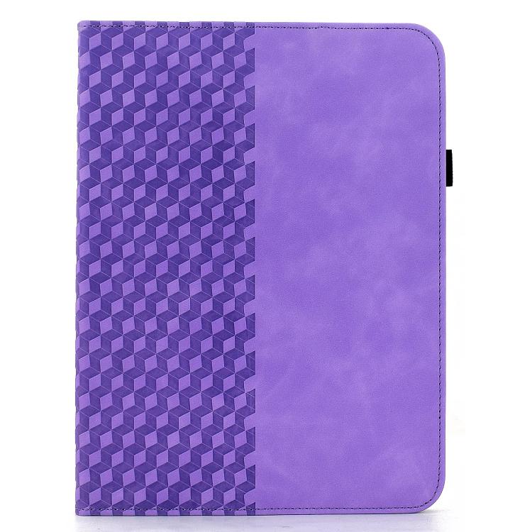 Funda de cuero inteligente con relieve romboidal para iPad 10.2 2021 / Air 10.5 (morada)