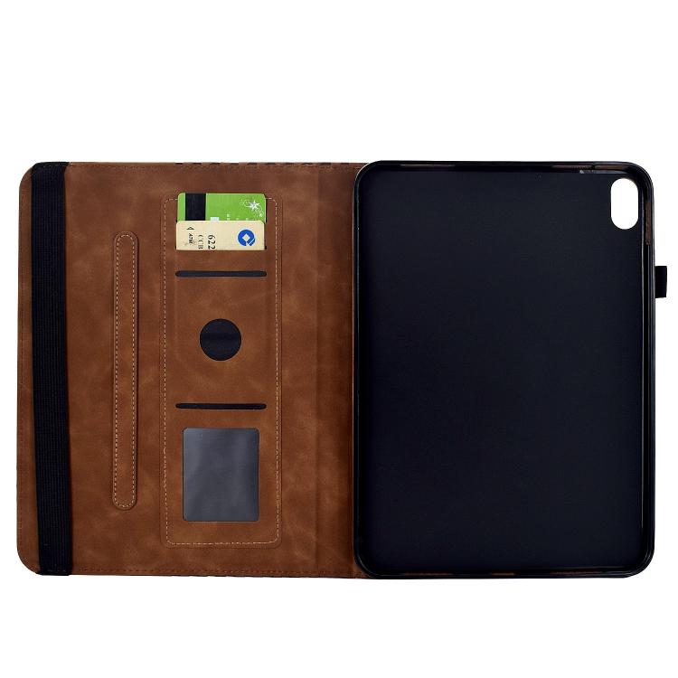 Funda de cuero inteligente con relieve de rombos giratoria para iPad mini 2024/mini 6 (marrón)