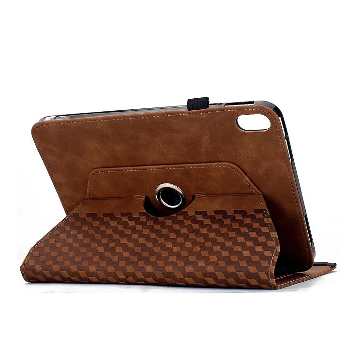 Funda de cuero inteligente con relieve de rombos giratoria para iPad mini 2024/mini 6 (marrón)