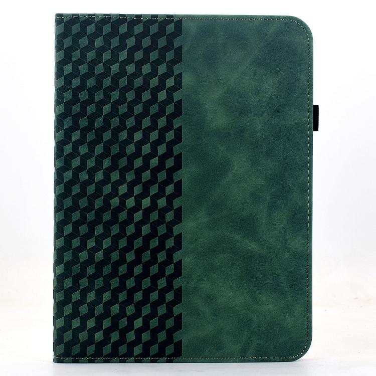 Funda de cuero inteligente con relieve de rombos giratorio para iPad mini 2024/mini 6 (verde)