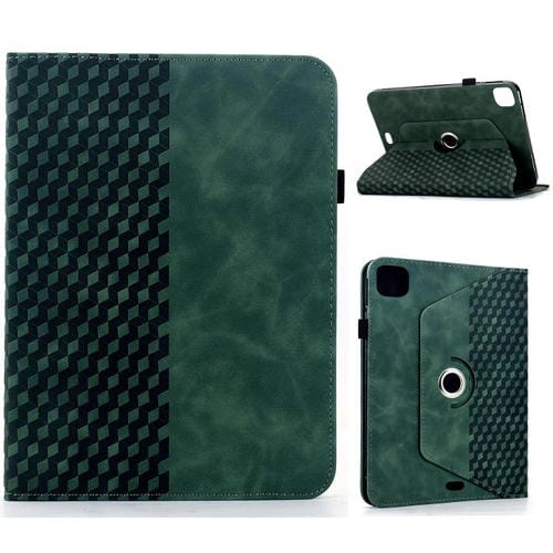 Funda de cuero inteligente con relieve de rombos y rotación para iPad Air 11 (2024/2025) (verde)