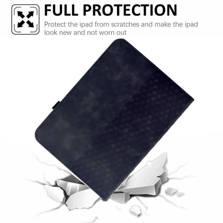 Funda de cuero inteligente con relieve de rombos giratoria para Samsung Galaxy Tab S6 Lite 2024 (negra)