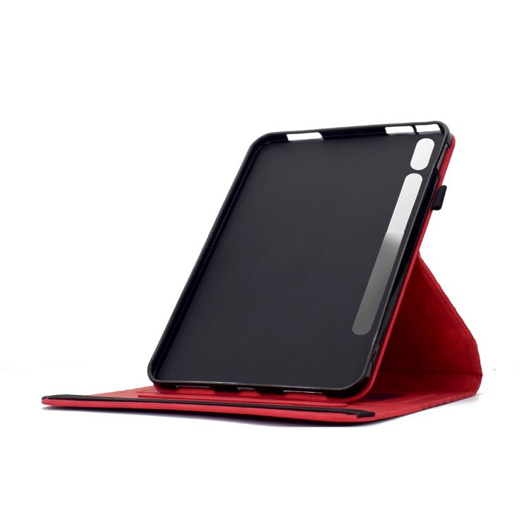 Funda de cuero inteligente con relieve de rombos giratoria para Samsung Galaxy Tab S10 FE/S9 (roja)