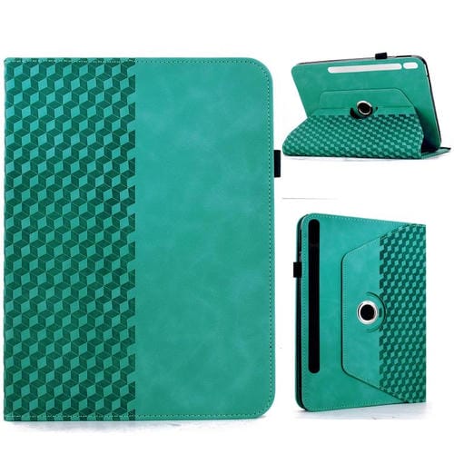 Funda de cuero inteligente con relieve de rombos giratoria para Samsung Galaxy Tab S9 FE+ / S9+ (azul claro)