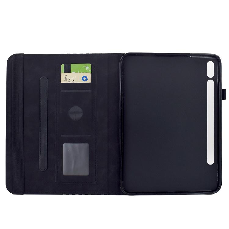 Funda de cuero inteligente con relieve romboidal para Samsung Galaxy Tab S9 FE+ / S9+ (negra)