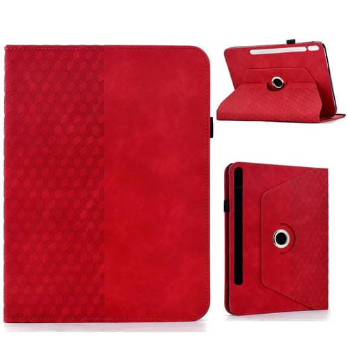 Funda de cuero inteligente con relieve romboidal para Samsung Galaxy Tab S9 FE+ / S9+ (roja)