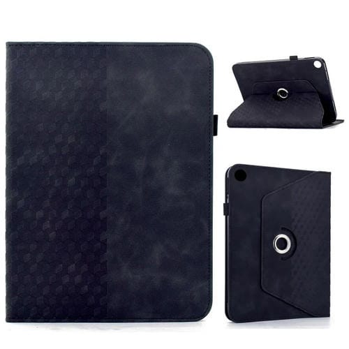 Funda de cuero inteligente con relieve de rombos y rotación para Samsung Galaxy Tab A9+ (negra)