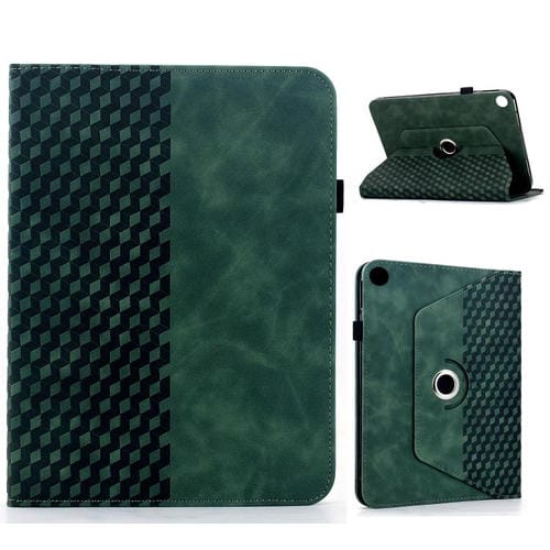 Funda de cuero inteligente con relieve de rombos giratoria para Samsung Galaxy Tab A9+ (verde)
