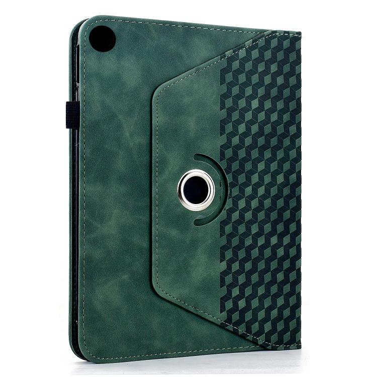 Funda de cuero inteligente con relieve de rombos giratoria para Samsung Galaxy Tab A9+ (verde)