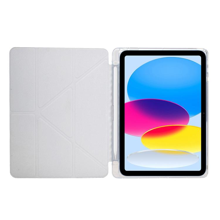 Funda de cuero inteligente con textura piramidal plegable en Y para iPad 10.2 2021 / Air 10.5 (dorada)