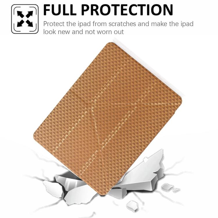 Funda de cuero inteligente con textura piramidal plegable en Y para iPad 10.2 2021 / Air 10.5 (dorada)