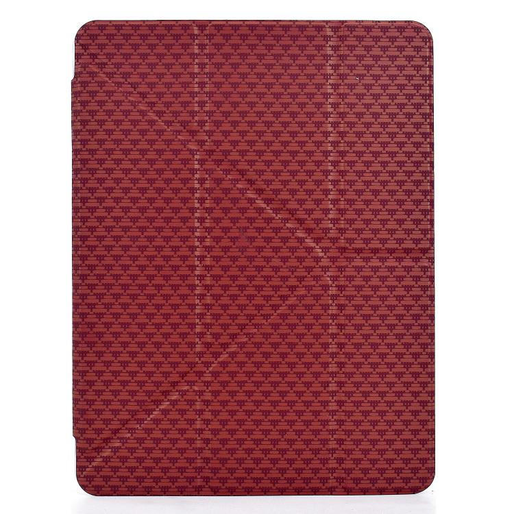 Funda de cuero inteligente con textura piramidal plegable en Y para iPad 10.2 2021 / Air 10.5 (roja)