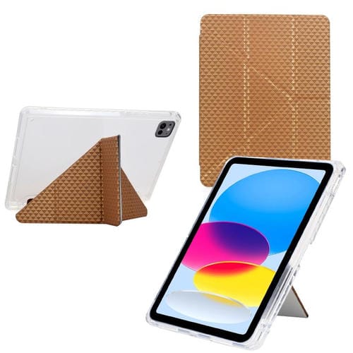 Funda de cuero inteligente con textura piramidal y pliegue en Y para iPad Pro 13 (2024) (dorada)