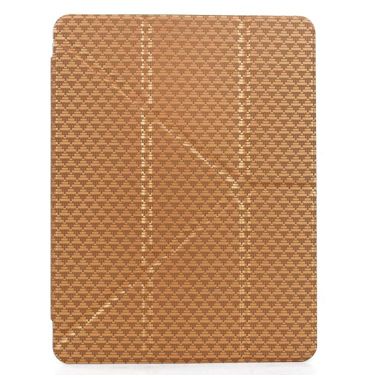 Funda de cuero inteligente con textura piramidal y pliegue en Y para iPad Pro 13 (2024) (dorada)