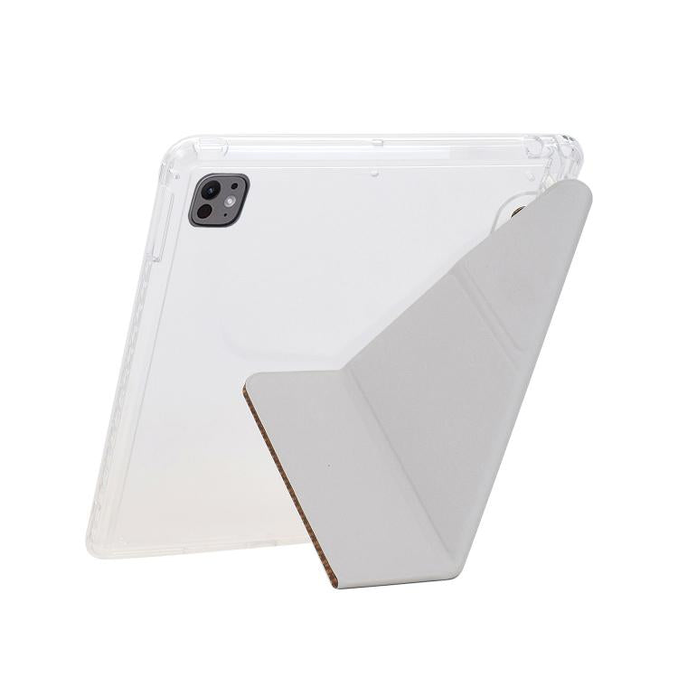 Funda de cuero inteligente con textura piramidal y pliegue en Y para iPad Pro 13 (2024) (dorada)