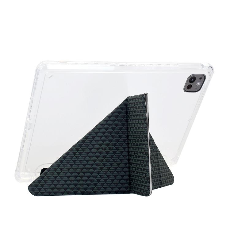 Funda de cuero inteligente con textura piramidal y pliegue en Y para iPad Pro 11 (2024) (verde)