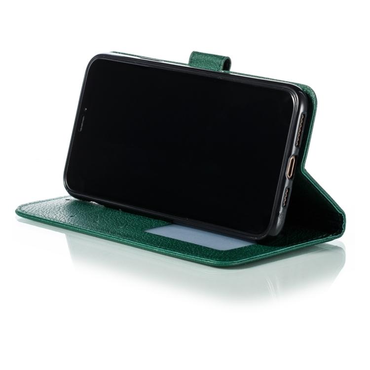 Funda de cuero con textura de lichi y estampado de plumas para Samsung Galaxy XCover7 Pro (verde)