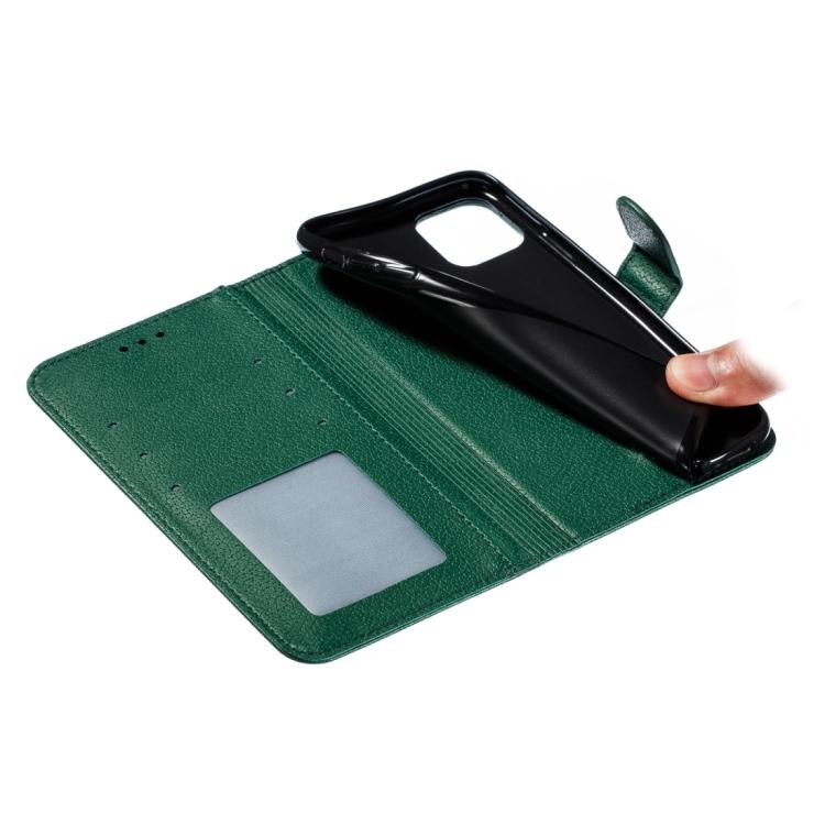 Funda de cuero con textura de lichi y estampado de plumas para Samsung Galaxy XCover7 Pro (verde)