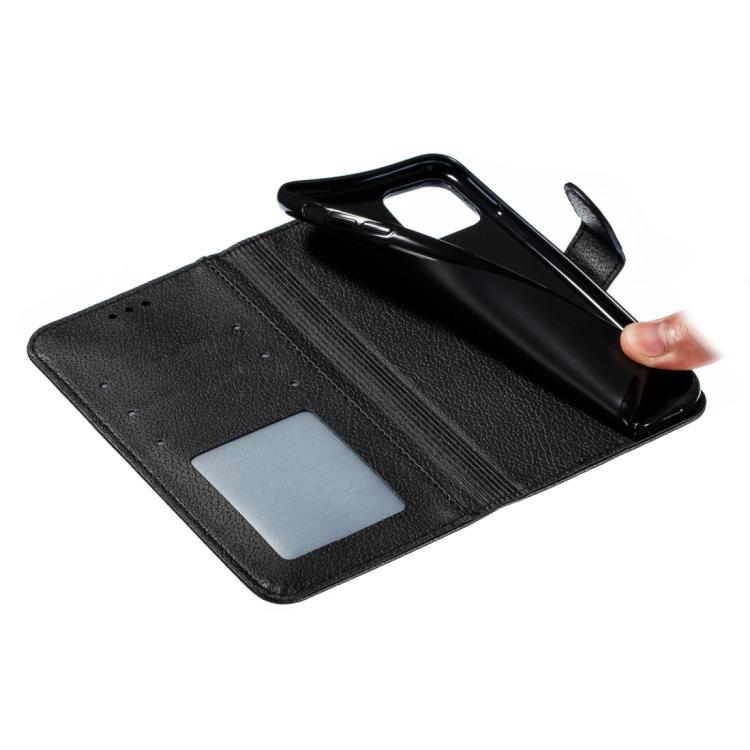 Funda de cuero con textura de lichi y estampado de plumas para Samsung Galaxy XCover7 Pro (negra)