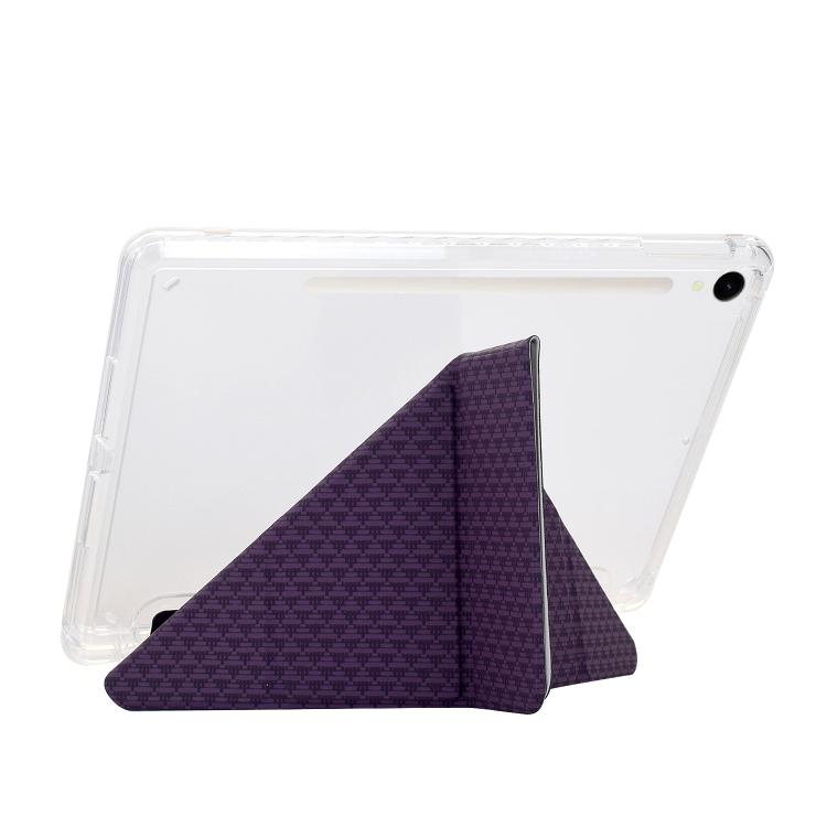 Funda de cuero inteligente con textura piramidal plegable en Y para Samsung Galaxy Tab S10 FE/S9 (morado)