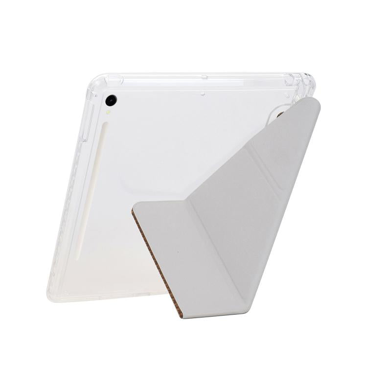Funda de cuero inteligente con textura piramidal plegable en Y para Samsung Galaxy Tab S10 FE/S9 (marrón)