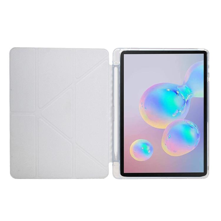 Funda de cuero inteligente con textura piramidal plegable en Y para Samsung Galaxy Tab S10 FE/S9 (marrón)