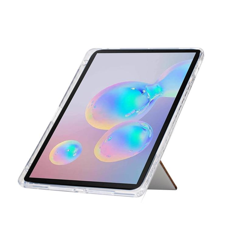 Funda de cuero inteligente con textura piramidal plegable en Y para Samsung Galaxy Tab S10 FE/S9 (marrón)