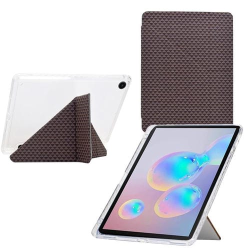 Funda de cuero inteligente con textura piramidal plegable en Y para Samsung Galaxy Tab A9+ (marrón)