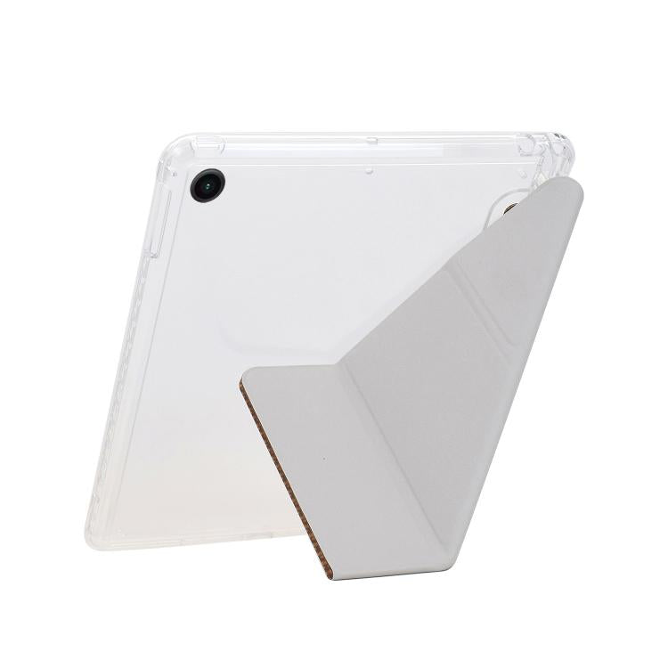 Funda de cuero inteligente con textura piramidal plegable en Y para Samsung Galaxy Tab A9+ (verde)