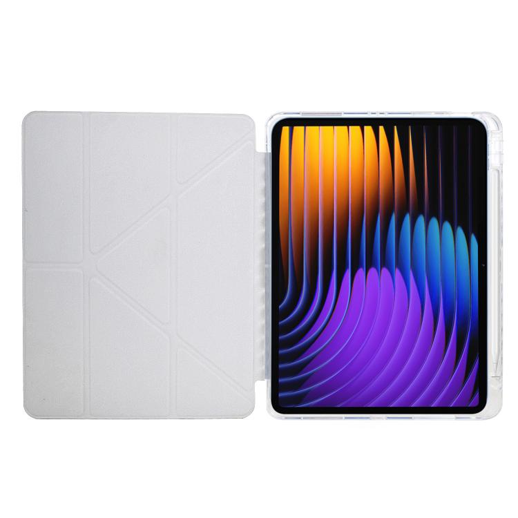 Funda de cuero inteligente con textura piramidal plegable en Y para Xiaomi Pad 7/7 Pro (morada)