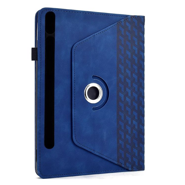 Funda de cuero inteligente con relieve y bloques de construcción giratorios para Samsung Galaxy Tab S10 FE/S9 (azul)