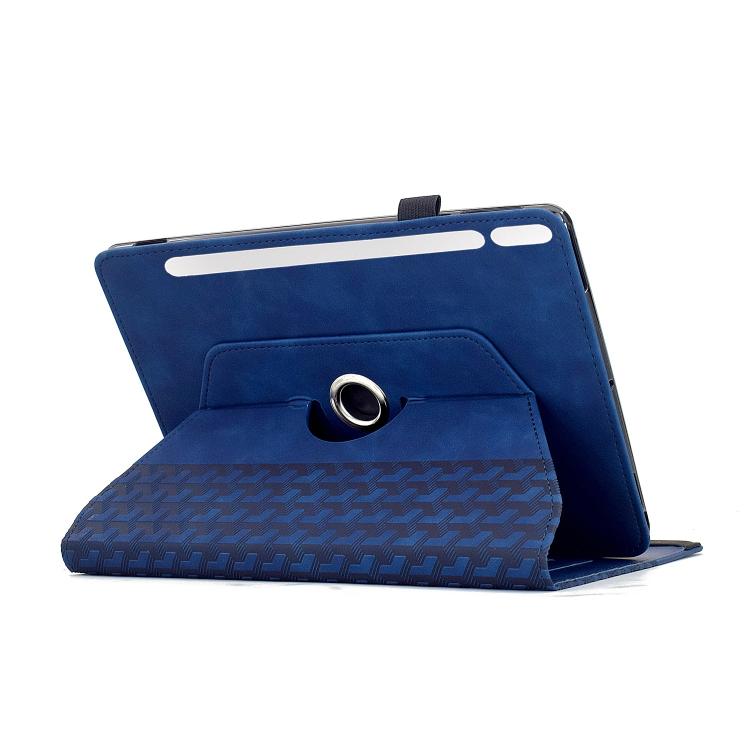 Funda de cuero inteligente con relieve y bloques de construcción giratorios para Samsung Galaxy Tab S10 FE/S9 (azul)