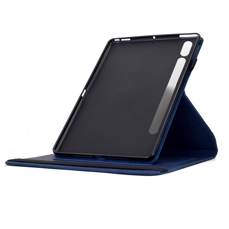 Funda de cuero inteligente con relieve y bloques de construcción giratorios para Samsung Galaxy Tab S10 FE/S9 (azul)