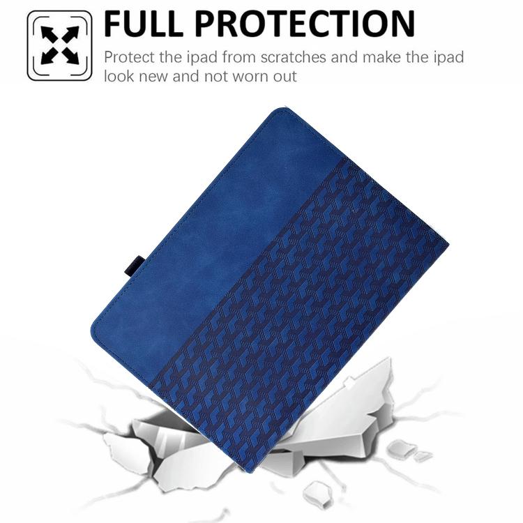 Funda de cuero inteligente con relieve y bloques de construcción giratorios para Samsung Galaxy Tab S10 FE/S9 (azul)