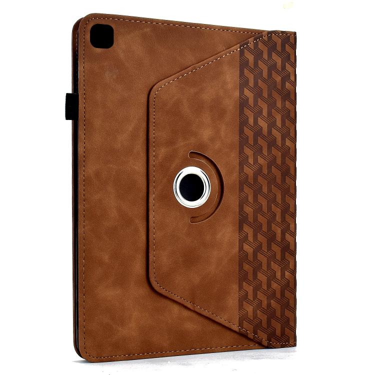 Funda de cuero inteligente con diseño de bloques de construcción giratorios y relieve para Samsung Galaxy Tab S6 Lite 2024 (marrón)
