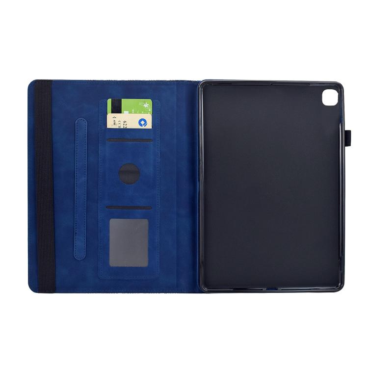 Funda de cuero inteligente con relieve y bloques de construcción giratorios para Samsung Galaxy Tab S6 Lite 2024 (azul)