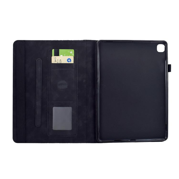 Funda de cuero inteligente con relieve y bloques de construcción giratorios para Samsung Galaxy Tab S6 Lite 2024 (negro)