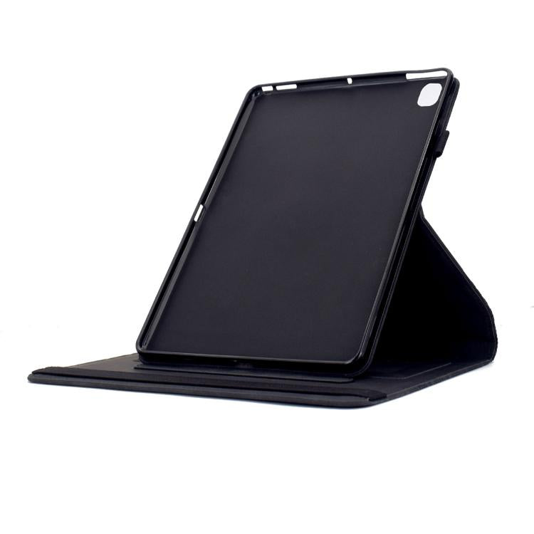 Funda de cuero inteligente con relieve y bloques de construcción giratorios para Samsung Galaxy Tab S6 Lite 2024 (negro)