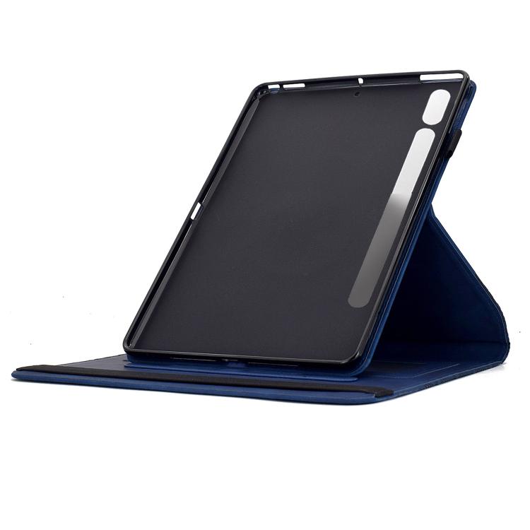 Funda de cuero inteligente con relieve y bloques de construcción giratorios para Samsung Galaxy Tab S9 FE+ / S9+ (azul)