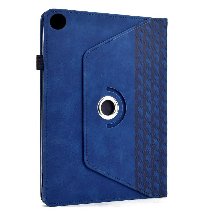 Funda de cuero inteligente con relieve y bloques de construcción giratorios para Samsung Galaxy Tab A9+ (azul)